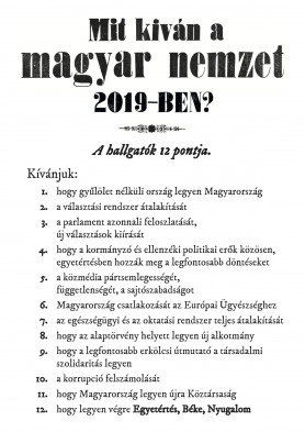 Mit kíván a magyar nemzet 2019-ben? – A hallgatók 12 pontja