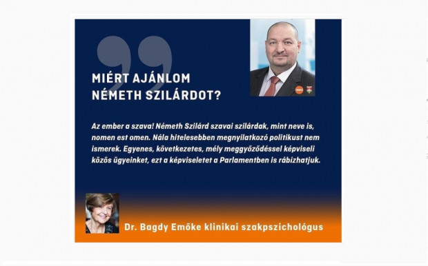Dr. Bagdy Emőke: Németh Szilárd szavai szilárdak, nála hitelesebben megnyilatkozó politikust nem ismerek