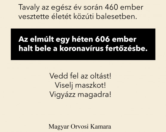 A Magyar Orvosi Kamara sokkoló számokkal buzdít az oltás felvételére