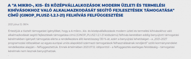 14 perc alatt elfogyott a kisvállalkozóknak szánt 100 milliárdos uniós pályázati keret