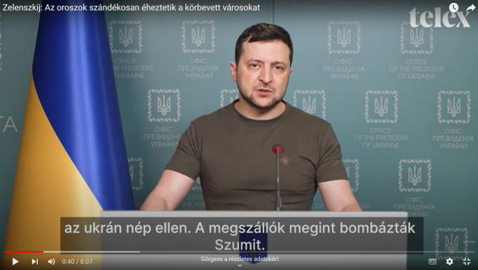 Zelenszkij éjszakai beszéde magyarul