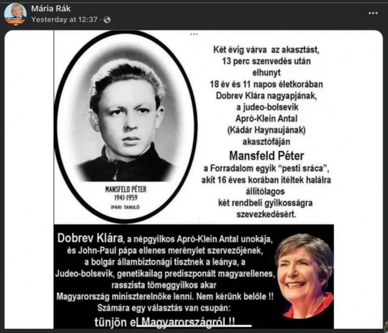 Egy keszthelyi fideszes képviselő is megosztotta a Dobrev Klárát gyalázó antiszemita posztot
