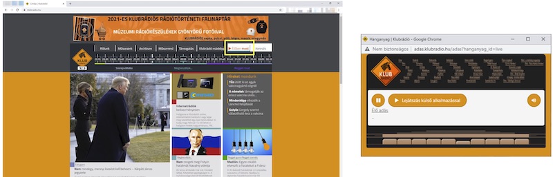 Klubrádió hallgatása számítógépen