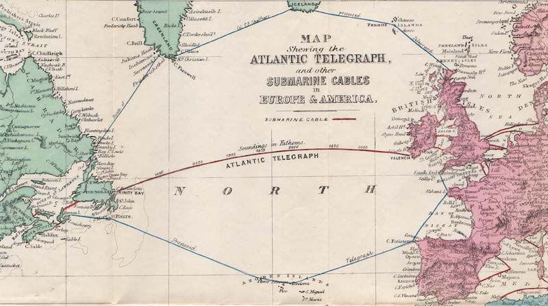 Az Atlantic Telegraph kábel térképen