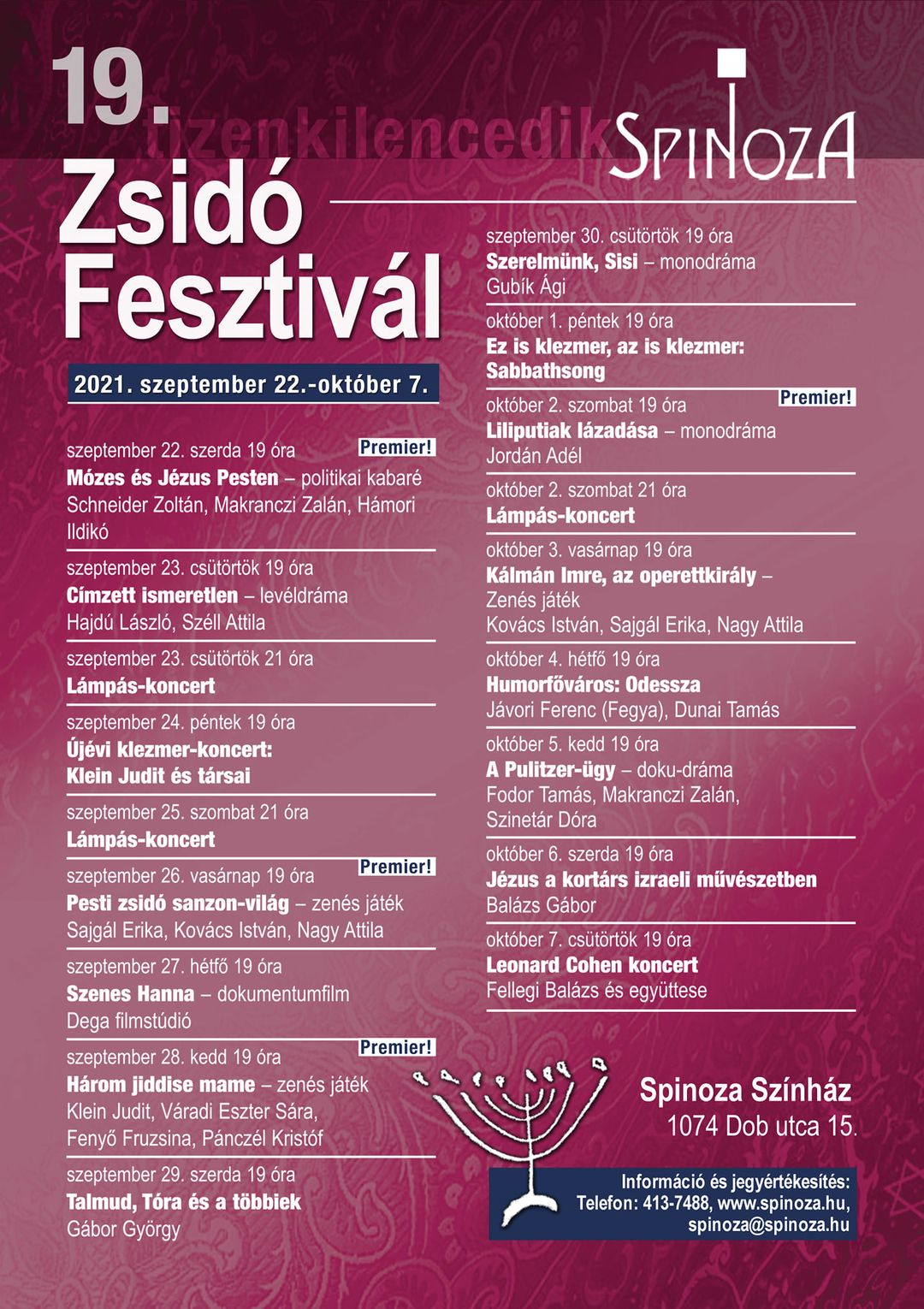 Spinoza Zsidó Fesztivál 2021
