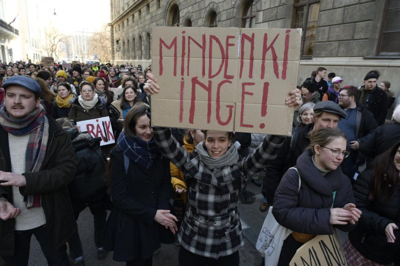 Pedagógushallgatók szolidaritási demonstrációja Budapesten