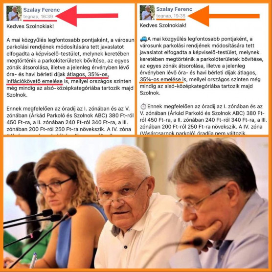 Inflációkövetőnek nevezte Szolnok polgármestere a parkolási díjak emelését, majd módosított bejegyzésén
