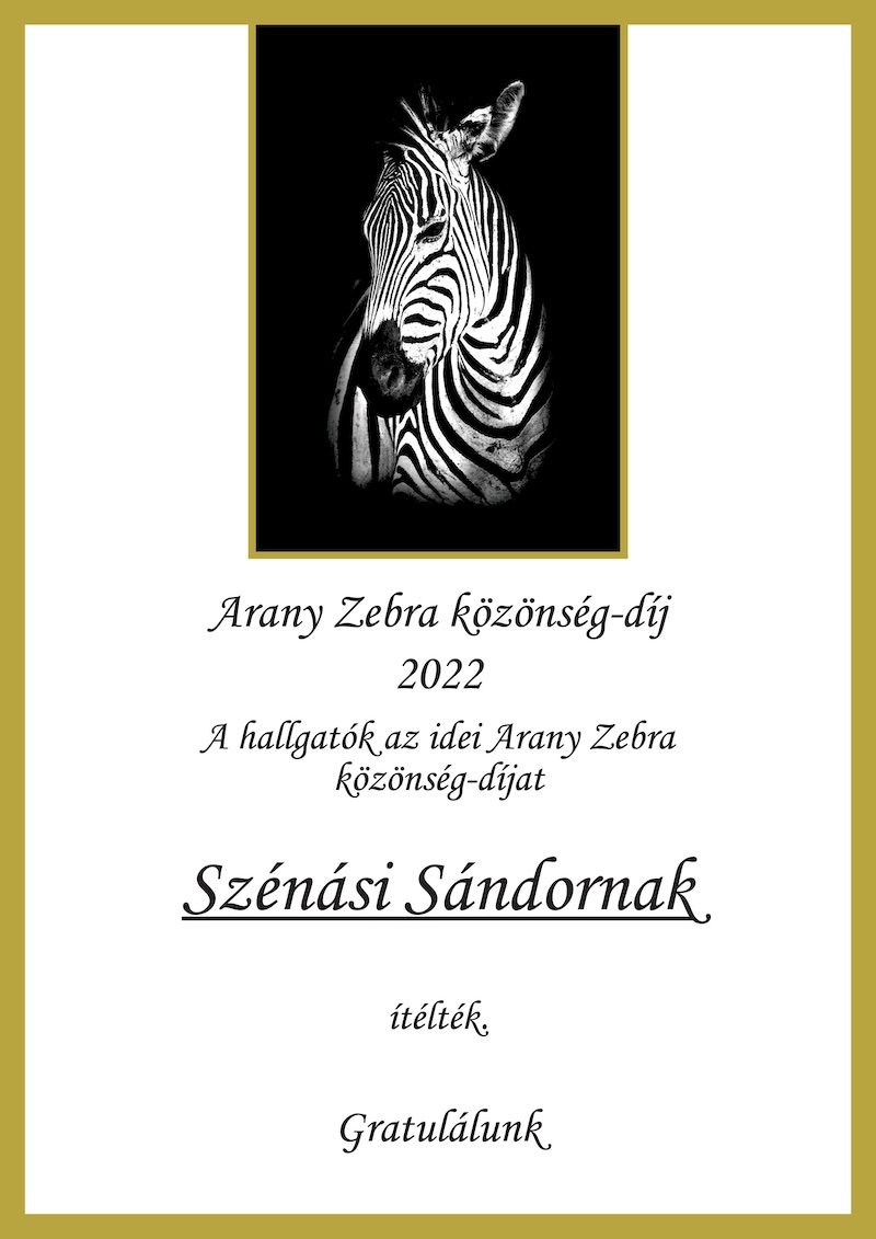 Arany Zebra 2022: Szénási Sándor