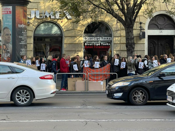 Élőlánccal tüntettek diákok tanáraikért Budapesten