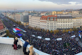 Ukrajna melletti szolidaritási tüntetés - Prágában
