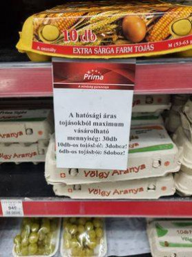 Egy CBA-ban legfeljebb 30 tojást lehet venni
