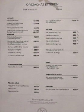 Nem hat az infláció a Parlament éttermére