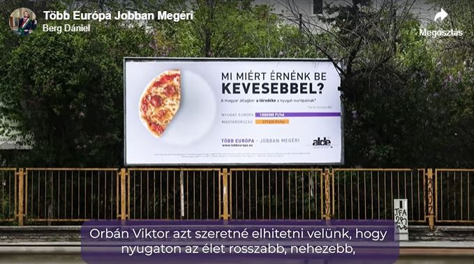 Egy pizza szomorú maradékával demonstrálja az új óriásplakát, hogy a magyarok fizetése csak a harmada a nyugatiakénak