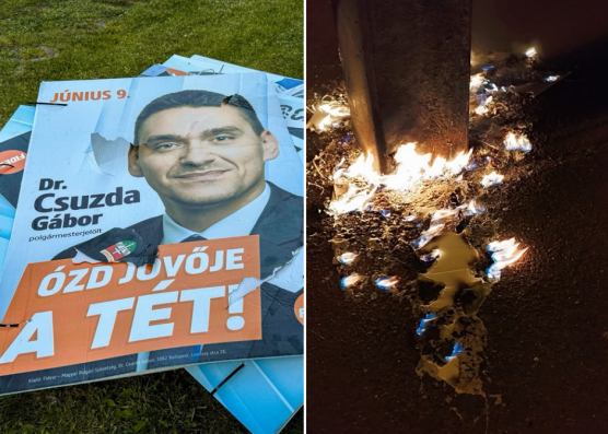 Leszaggatták és felgyújtották a Fidesz-plakátokat Ózdon