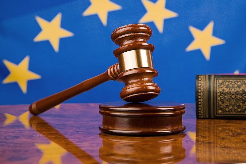 Gavel and european union flag