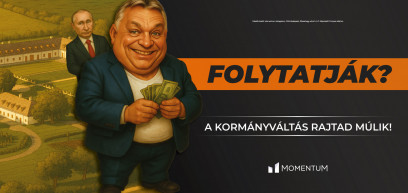 Pénzt számoló NER-kiválóságok karikatúráival indított plakátkampányt a Momentum 
