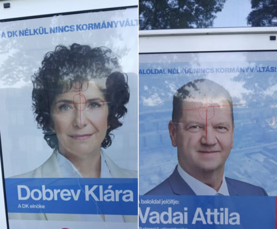 Célkeresztet rajzoltak Dobrev Klára homlokára Csepelen