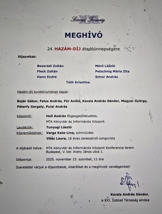 Átadták a Hazám-díjakat