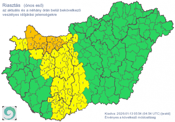 Ónos eső miatt adott ki riasztást a Hungaromet