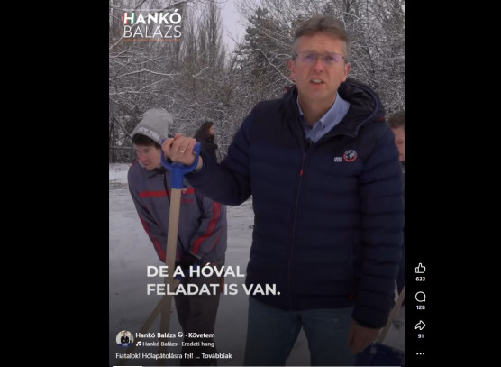 Diákokkal lapátoltatta a havat Hankó miniszter