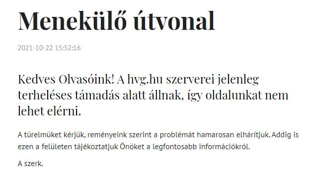 Terheléses támadás érte a hvg.hu-t