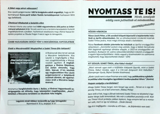 Kormánypárti üzenettel hamisítják a Nyomtass te is! című lapot Óbudán