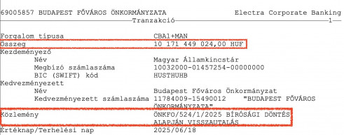Visszakapta a 10 milliárdot Budapest az államtól